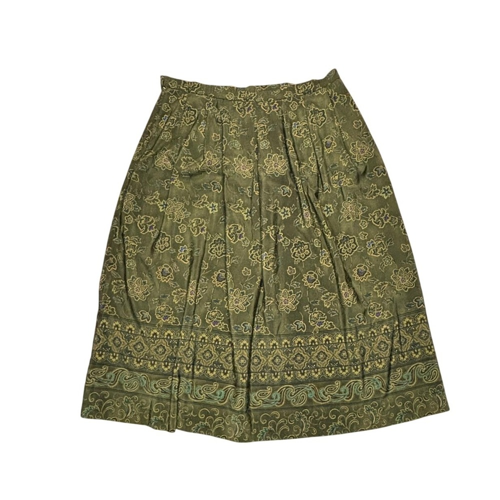 Koret‎ Vintage Green Pleated A-Line Midi Skirt Size 16